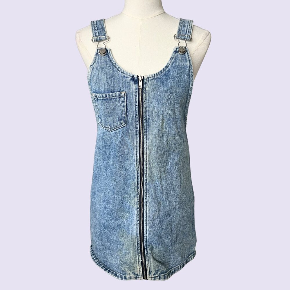 Pacsun Zip Front Denim Overall Mini Dress